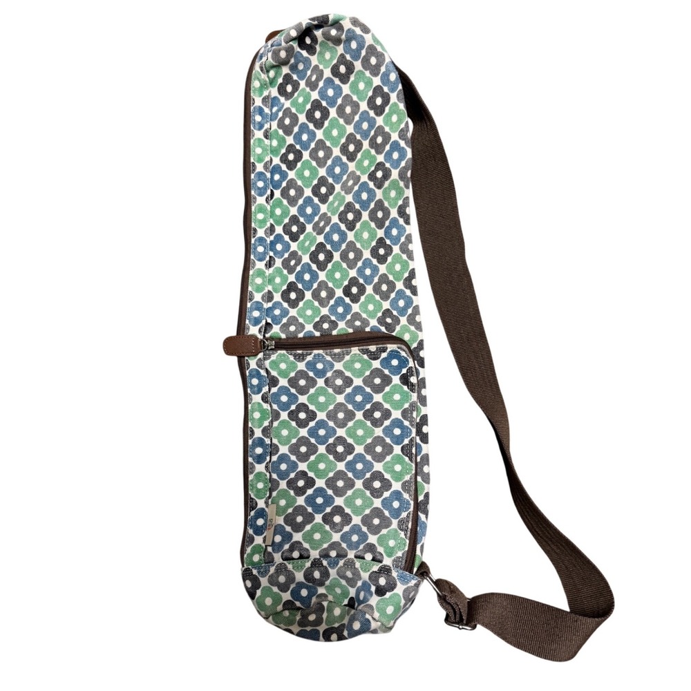 Orla Kiely Target Yoga Mat Bag Canvas Floral Print Blue Green Grey Sling Carrier